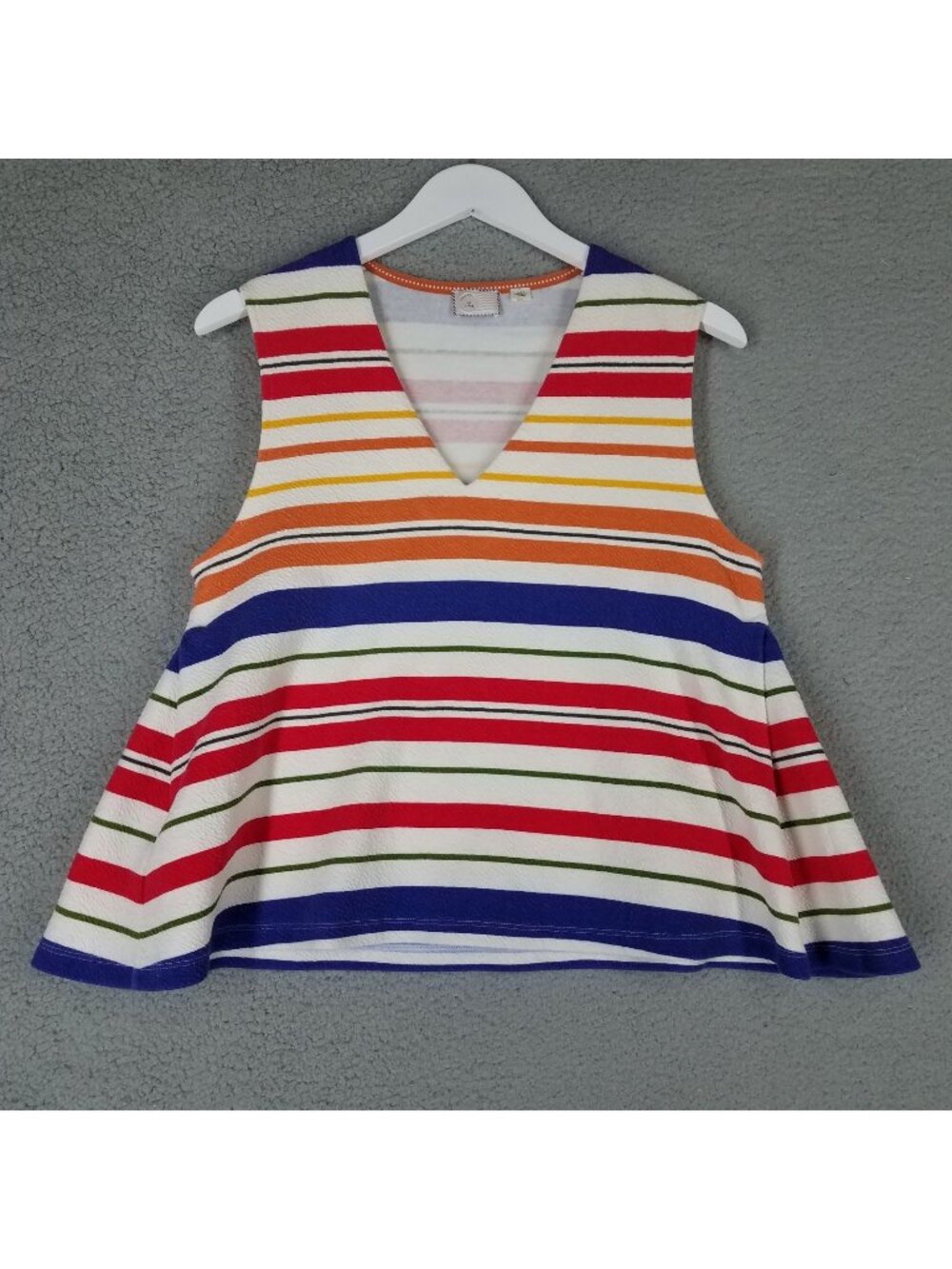 Anthropologie Postmark Tank Top Women's Large Striped Rainbow Babydoll Casual